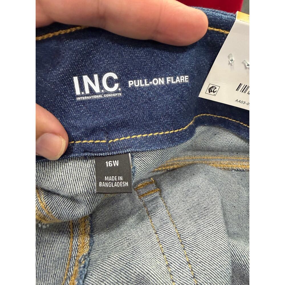 INC Women’s Jeans High rise flare size 16 Dark Denim NEW # bag 90 - Picture 7 of 8